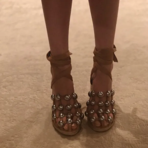 《 Alexander Wang 》Lace Up Stud Espadrilles