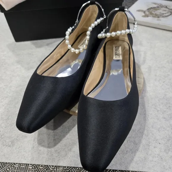 🐢 Badgley Mischia London Pearl Ankle Strap Flats Size 11
