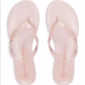🎉 HP 🎉🆕 Tory Burch Studded Logo Jelly Flip Flop Sedona Rose