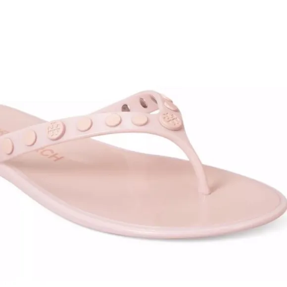 🎉 HP 🎉🆕 Tory Burch Studded Logo Jelly Flip Flop Sedona Rose