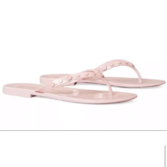 🎉 HP 🎉🆕 Tory Burch Studded Logo Jelly Flip Flop Sedona Rose