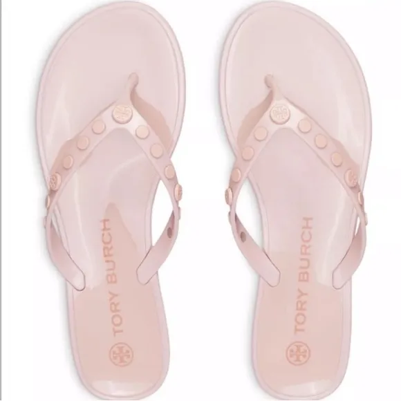 🎉 HP 🎉🆕 Tory Burch Studded Logo Jelly Flip Flop Sedona Rose