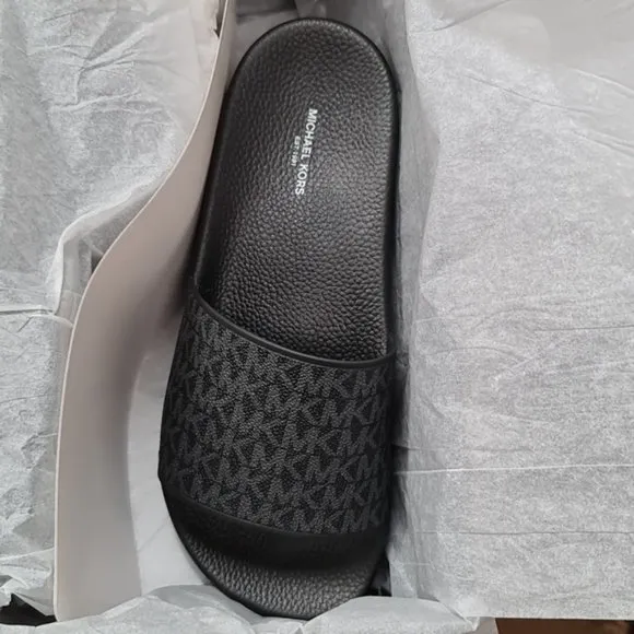 🎁 MICHAEL KORS MENS Jake Logo Slide Sandal