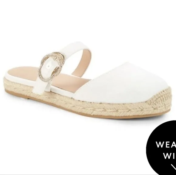 🌟 NWOT Stuart Weitzman Crystal Buckle Espadrilles