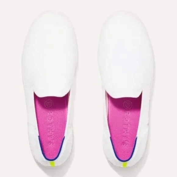 🆕 Rothy's White Terry Slip-On Sneakers Woman Size 9 *Retired Color/Design*