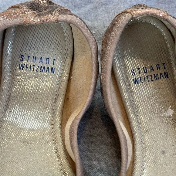 🇪🇸 Stuart Weitzman Frisky Crackle Leather Ballet Flat | Round Toe Skimmer