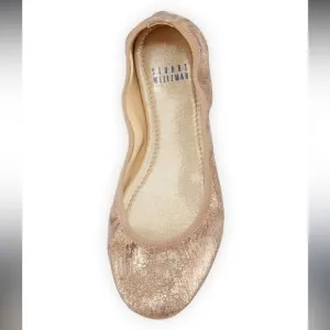 🇪🇸 Stuart Weitzman Frisky Crackle Leather Ballet Flat | Round Toe Skimmer