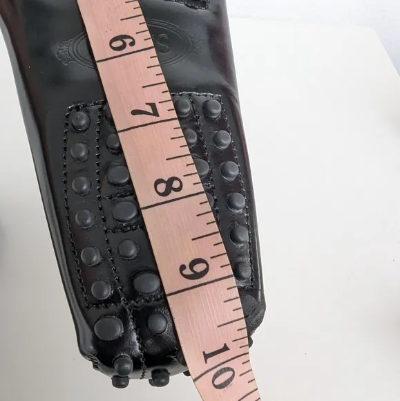 🌹 Tod's Black Leather Embellished Driving Slip On Loafers Size 37