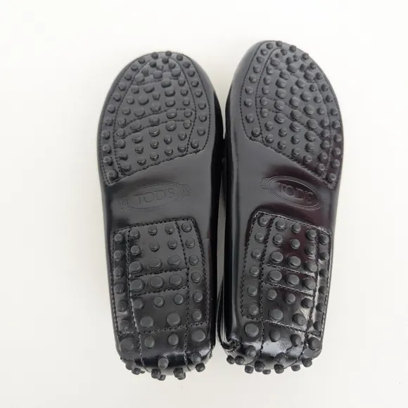 🌹 Tod's Black Leather Embellished Driving Slip On Loafers Size 37