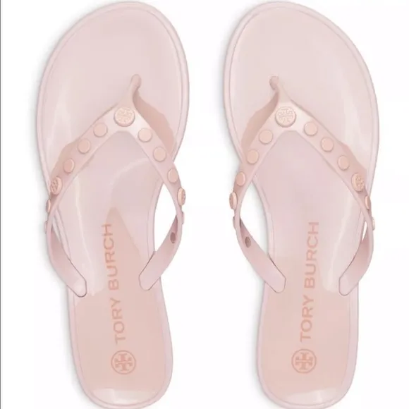 🆕 Tory Burch Studded Logo Jelly Flip Flop Sedona Rose