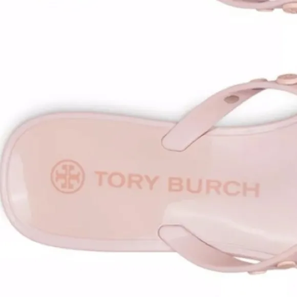 🆕 Tory Burch Studded Logo Jelly Flip Flop Sedona Rose
