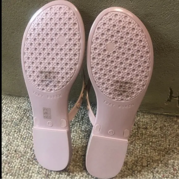 🆕 Tory Burch Studded Logo Jelly Flip Flop Sedona Rose
