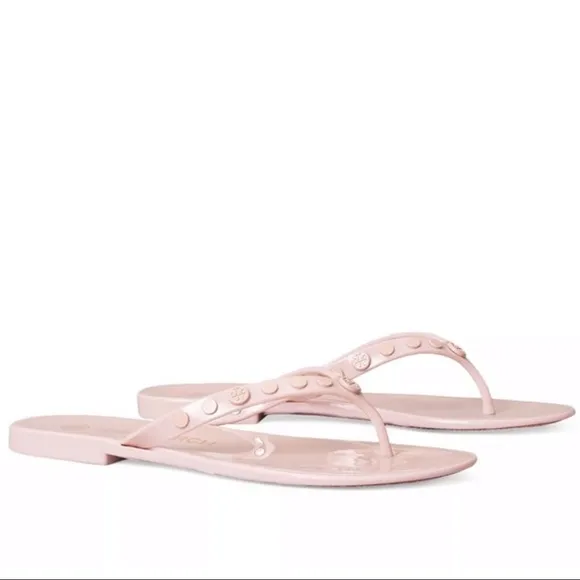 🆕 Tory Burch Studded Logo Jelly Flip Flop Sedona Rose