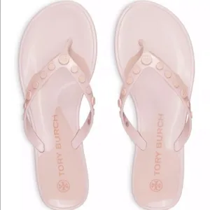 🆕 Tory Burch Studded Logo Jelly Flip Flop Sedona Rose