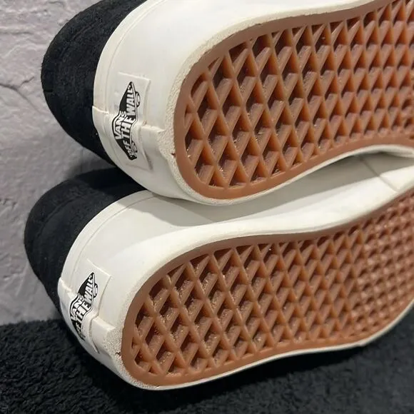 🔥🔥 VANS Black/White Checkered Slip-On Woven Platform Sneakers Women Sz 7.5 - E