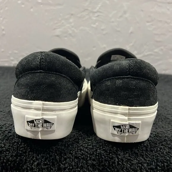 🔥🔥 VANS Black/White Checkered Slip-On Woven Platform Sneakers Women Sz 7.5 - E