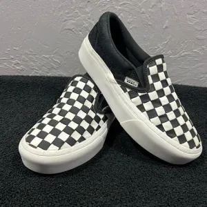 🔥🔥 VANS Black/White Checkered Slip-On Woven Platform Sneakers Women Sz 7.5 - E