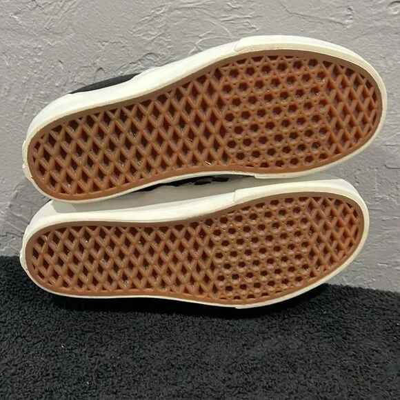 🔥🔥 VANS Black/White Checkered Slip-On Woven Platform Sneakers Women Sz 7.5 - E