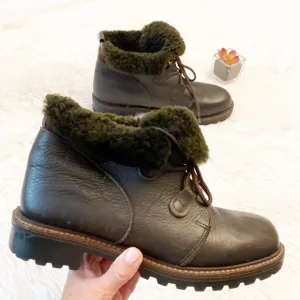 $325 MAXINE of Canada | Brown fur lined lace up winter snow boots women size 9