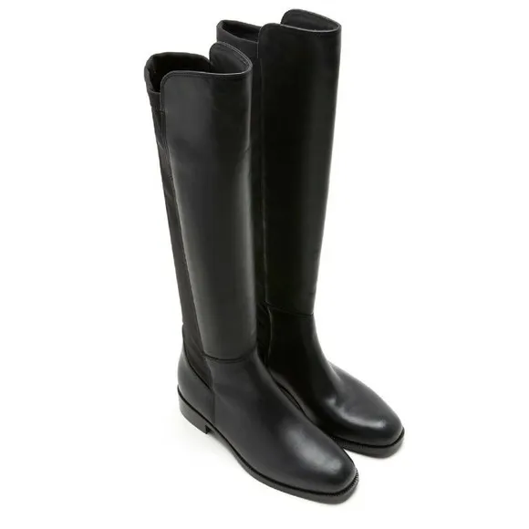 $650 La Canadienne Serena Waterprof Black Leather Boots Womens 5 Tall Knee High