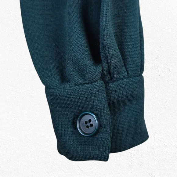 70s Vintage Green White Tweed Turtleneck Long Sleeve Knee Length Dess Size 6