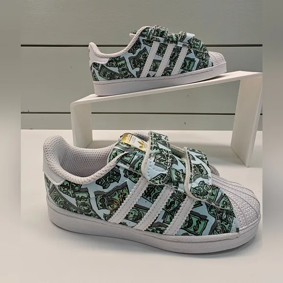 9.5K Adidas Superstar Jeremy Scott Money Unisex Kids Toddler Slip On Sneakers