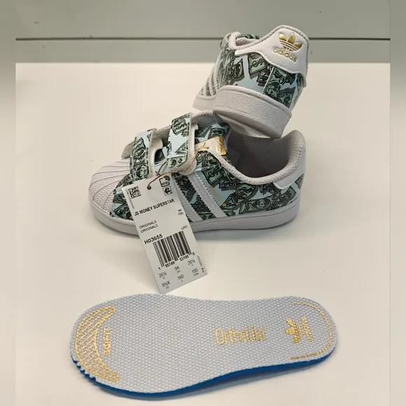 9.5K Adidas Superstar Jeremy Scott Money Unisex Kids Toddler Slip On Sneakers
