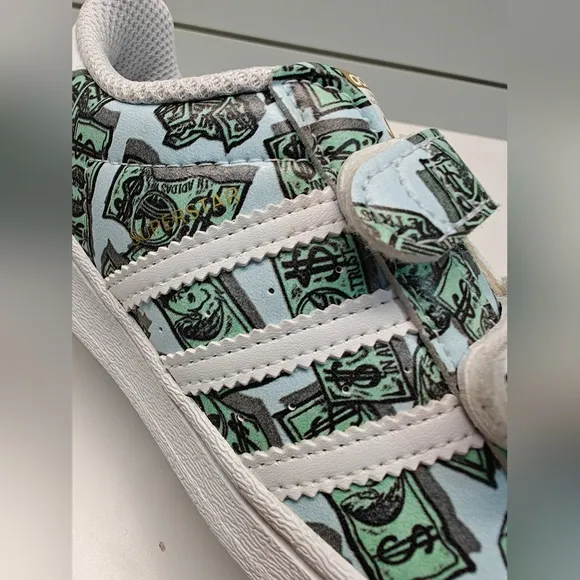 9.5K Adidas Superstar Jeremy Scott Money Unisex Kids Toddler Slip On Sneakers