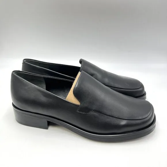 9.5W 9.5 WIDE WIDTH Franco Sarto Womens Bocca Black Leather Loafers Shoes