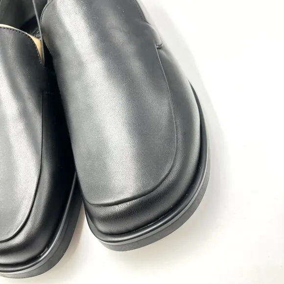 9.5W 9.5 WIDE WIDTH Franco Sarto Womens Bocca Black Leather Loafers Shoes