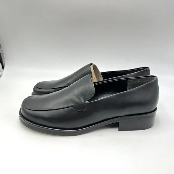 9.5W 9.5 WIDE WIDTH Franco Sarto Womens Bocca Black Leather Loafers Shoes