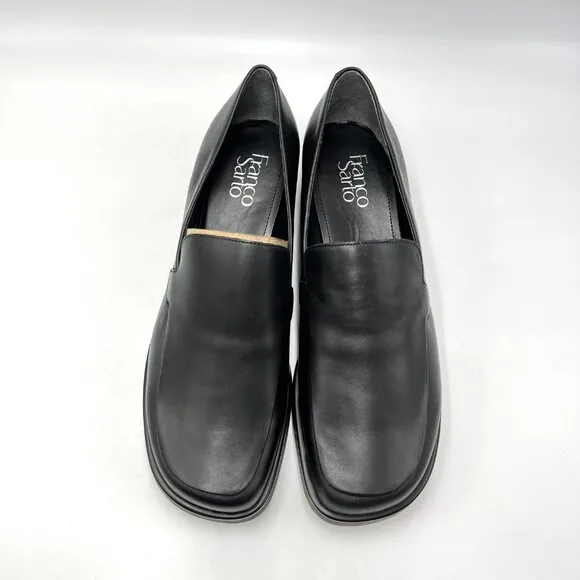 9.5W 9.5 WIDE WIDTH Franco Sarto Womens Bocca Black Leather Loafers Shoes