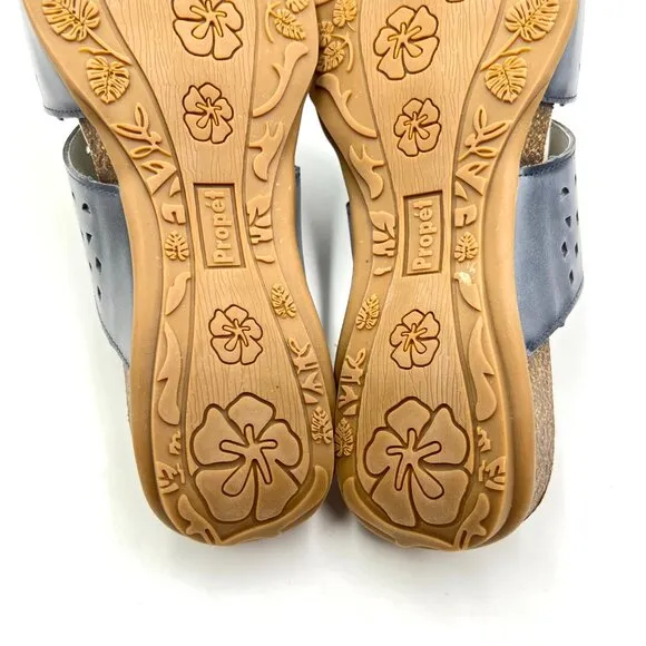9D 9W 9 WIDE WIDTH Propet Fionna Blue Lasercut Leather Comfort Sandals Shoes