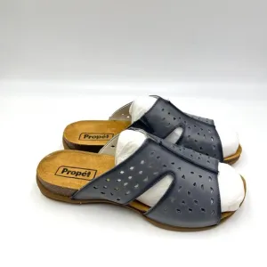 9D 9W 9 WIDE WIDTH Propet Fionna Blue Lasercut Leather Comfort Sandals Shoes