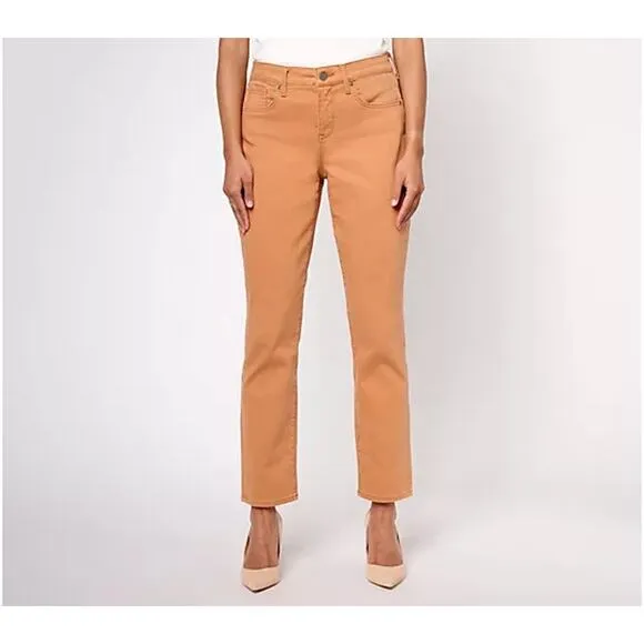 A618013 NYDJ Margot Girlfriend- Rust Brown Petite 18W