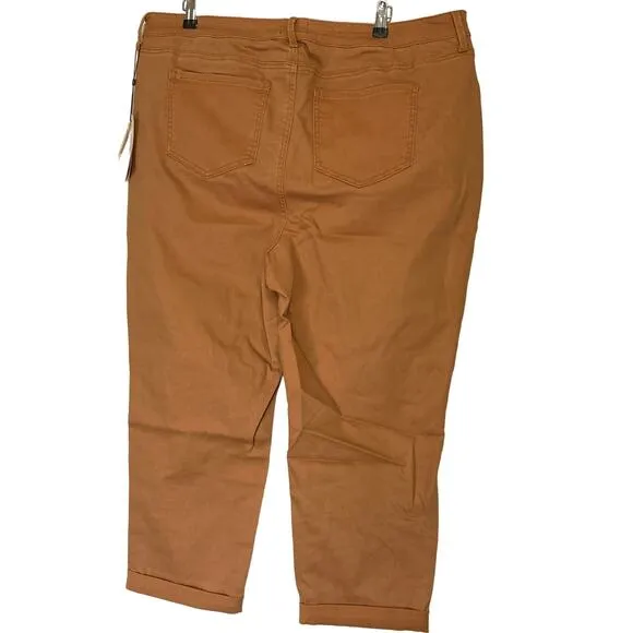 A618013 NYDJ Margot Girlfriend- Rust Brown Petite 18W