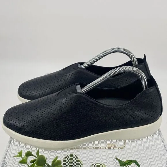 ABEO Virge Leather Comfort Slip -On Flats Breathable Black 8.5 New