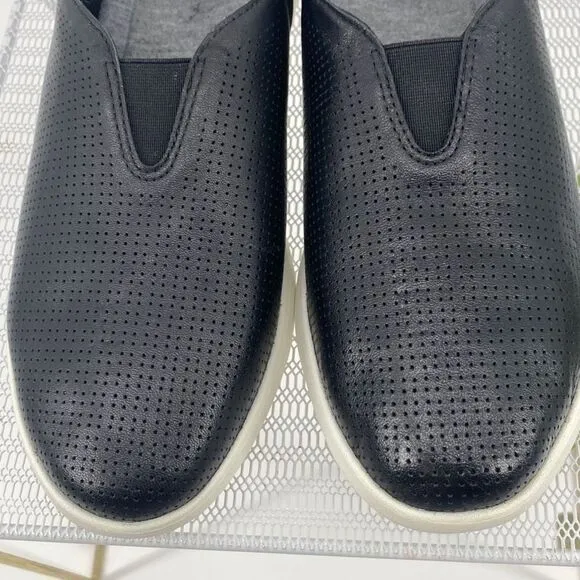 ABEO Virge Leather Comfort Slip -On Flats Breathable Black 8.5 New