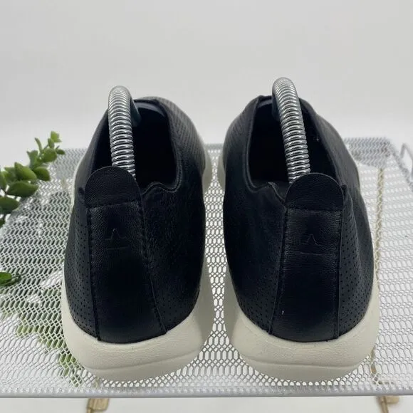ABEO Virge Leather Comfort Slip -On Flats Breathable Black 8.5 New
