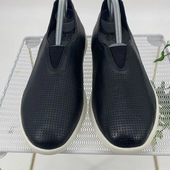 ABEO Virge Leather Comfort Slip -On Flats Breathable Black 8.5 New