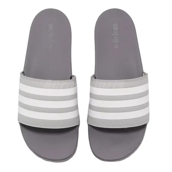 ADIDAS • Adilette Comfort Slides Core Grey Logo Swim Beach Sports Leisure Shoes