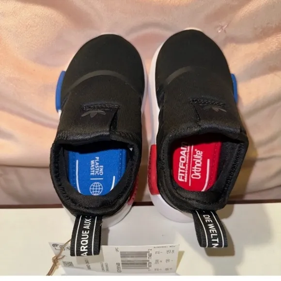 ADIDAS BLACK NMD 360 SLIP ON SNEAKERS. Kids size 6