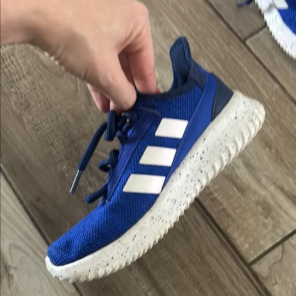 adidas Blue Sneakers with Red Laces and White Stripes