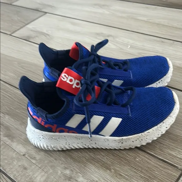 adidas Blue Sneakers with Red Laces and White Stripes