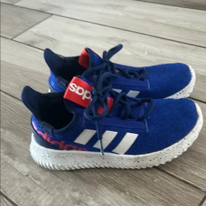 adidas Blue Sneakers with Red Laces and White Stripes