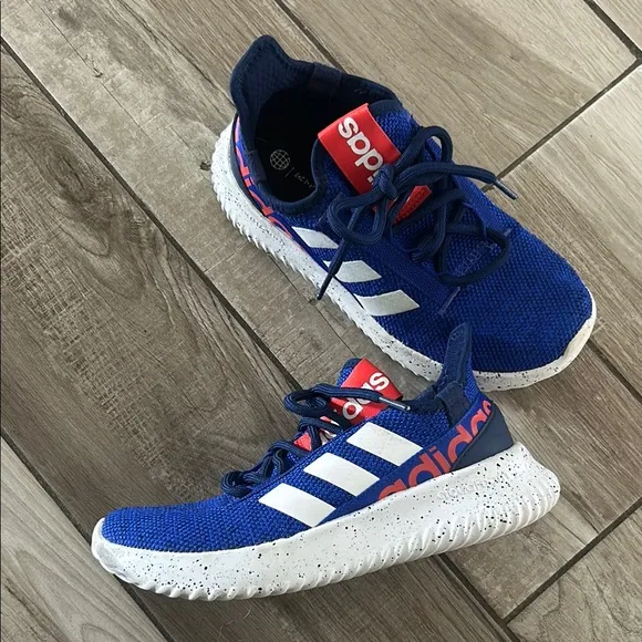adidas Blue Sneakers with Red Laces and White Stripes
