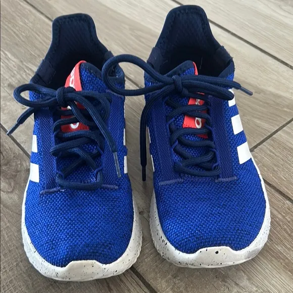 adidas Blue Sneakers with Red Laces and White Stripes