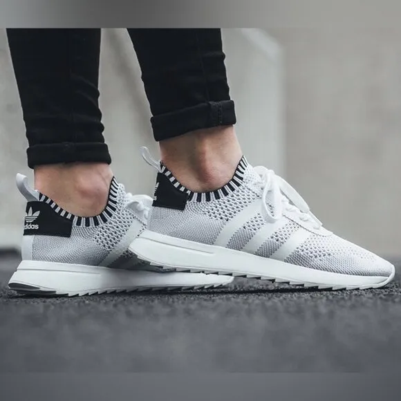 ADIDAS Flashback Primeknit White and Black Knit Sneakers