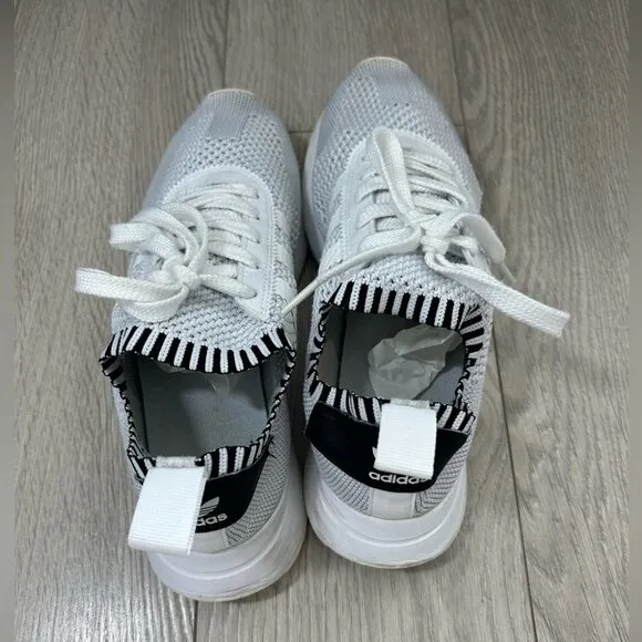 ADIDAS Flashback Primeknit White and Black Knit Sneakers