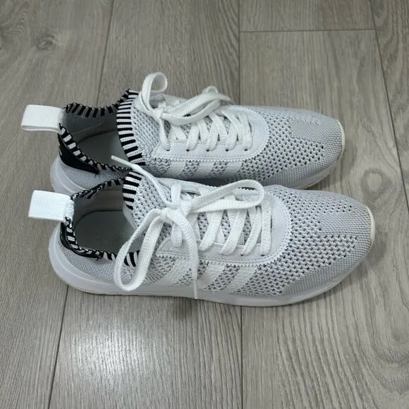 ADIDAS Flashback Primeknit White and Black Knit Sneakers